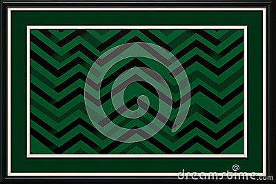 a green and black chevron pattern in a black frame Stock Photo
