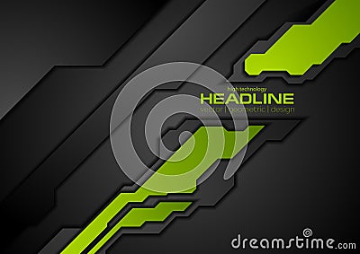 Green and black contrast abstract technology background Vector Illustration