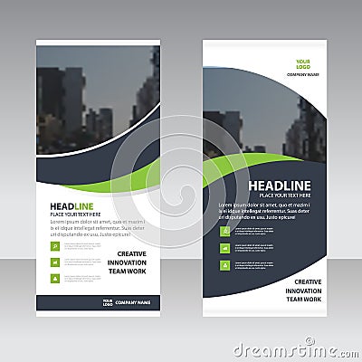 Green black curve astract triangle Business Roll Up Banner flat Vector Illustration