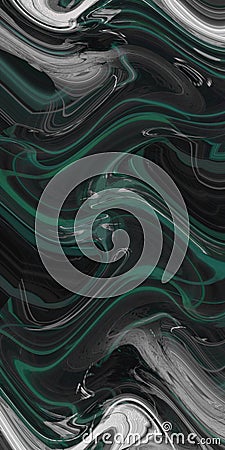 GREEN &BLACK Fluid painting abstract art pattern series Stock Photo