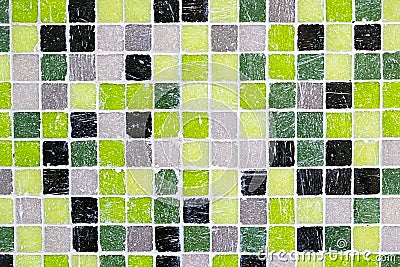 Green, black and grey mosaic tiles Stock Photo