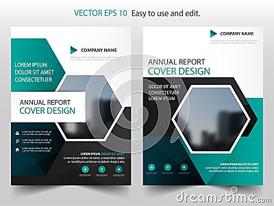 Green black hexagon annual report Brochure design template vector. Business Flyers infographic magazine poster.Abstract layout Vector Illustration