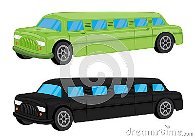 Green / Black Limousine Car Vehicle Cartoon Stock Photo