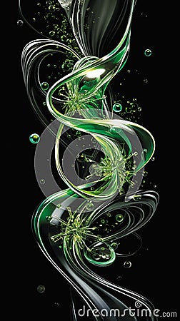 Green Black Swirly Design Bubbles Promotional Deep Element Compu Stock Photo