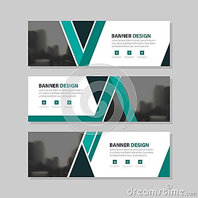 Green black triangle abstract corporate business banner template, horizontal advertising business banner layout template Vector Illustration