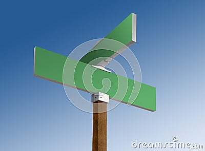 Green blank street sign in blue skies Stock Photo