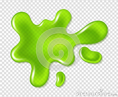 Green blob splatter slime. Realistic dirty mucus, paint drip, toxic shiny liquid, spot of poison dribble vector template Vector Illustration