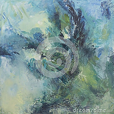 Green and blue abstract expressionist painting Stock Photo