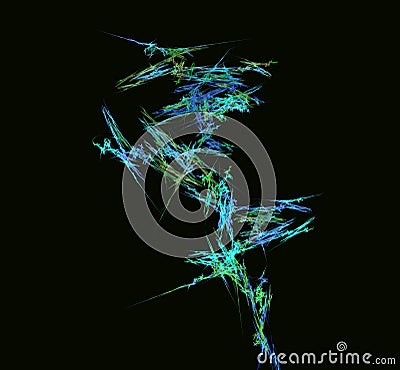 Green blue abstract fractal. Fantasy fractal texture. Digital art. 3D rendering. Computer generated image. Stock Photo
