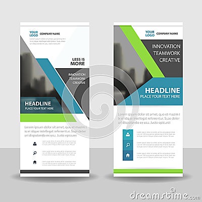 Green blue black roll up business brochure flyer banner design , cover presentation abstract geometric background Vector Illustration