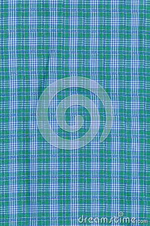 Green and blue chequered fabric Stock Photo