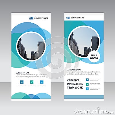 Green blue circle Business Roll Up Banner flat design template , Vector Illustration