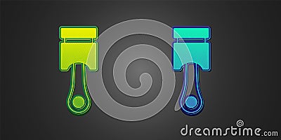 Green and blue Engine piston icon isolated on black background. Car engine piston sign. Vector Vector Illustration