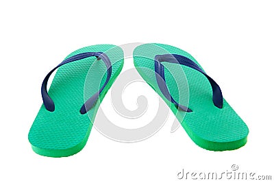 Green and blue flip flops Stock Photo