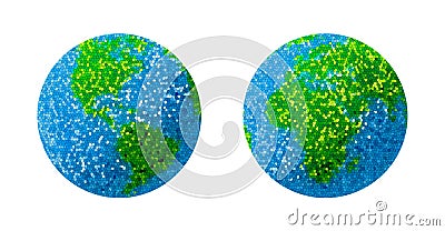 Green and blue grass Earth Globe Stock Photo