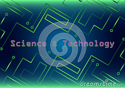 Green blue HUD background with lines and science and technology. Vector Illustration