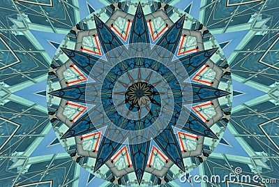 Green blue kaleidoscope pattern abstract background. Circle pattern. Abstract fractal kaleidoscope background. Abstract fractal pa Stock Photo