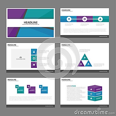 Green Blue purple presentation templates Infographic elements flat design set for brochure flyer leaflet marketing Vector Illustration