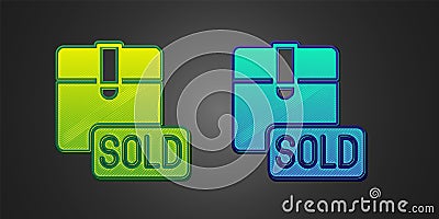 Green and blue Sold icon isolated on black background. Vector Vector Illustration