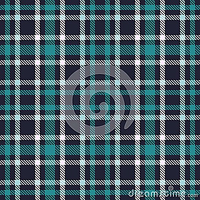 Green Blue tartan seamless vector pattern. Checkered plaid texture. Geometrical square background for fabric Vector Illustration