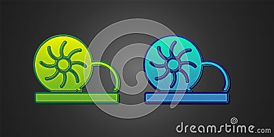 Green and blue Xiao long bao or steamed dumplings icon isolated on black background. Chinese food. Vector Vector Illustration