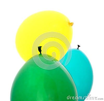 Green, blue, yellow balloons Stock Photo