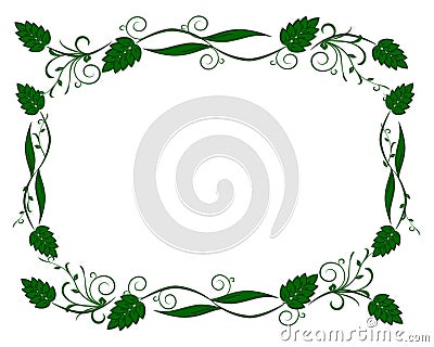 green Border ornamental leaves Cartoon Illustration