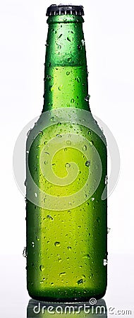 Green bottle of beer Stock Photo