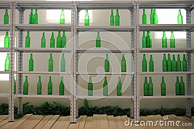 The green bottle factory Stock Photo