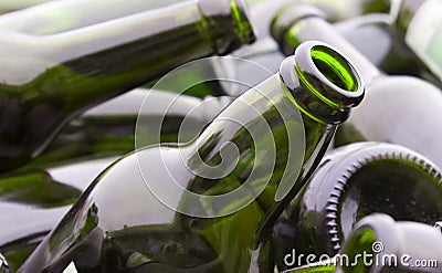 Green bottles for recycling Stock Photo