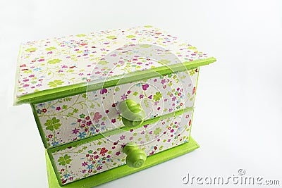 Green box with flowers. Stock Photo