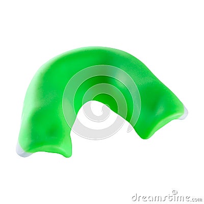 Green boxing mouthguard, on a white background, mouthguard upside down Stock Photo