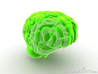 Green brain Cartoon Illustration
