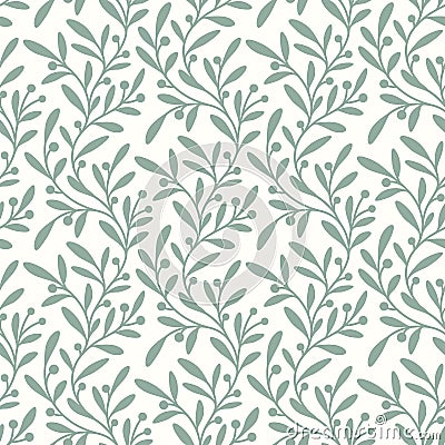 Green Branch. Seamless Pattern. Vector Illustration