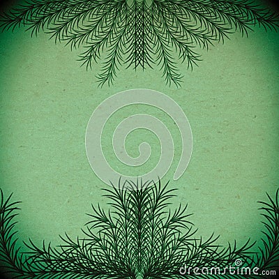 Green branches forming a frame on an old paper texture Stock Photo