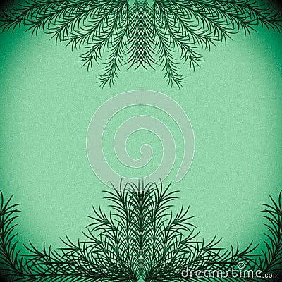 Green branches forming a frame on a pastel green background Cartoon Illustration