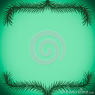 Green branches forming a frame on a pastel green background Stock Photo