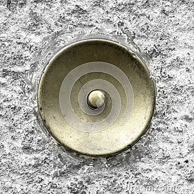 Green brass doorbell Stock Photo