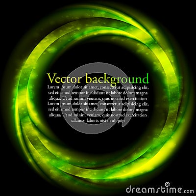 Green bright rign on black backdrop Vector Illustration