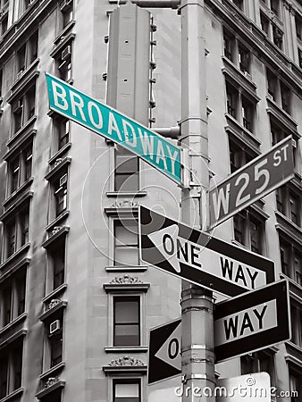 Green broadway sign Stock Photo