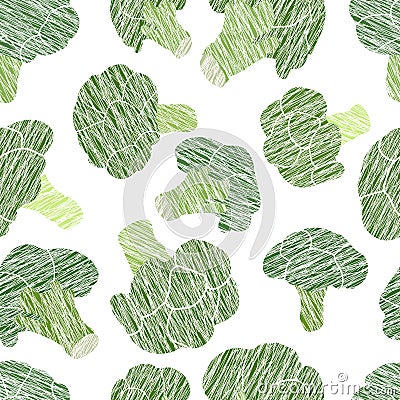 Green broccoli texture. Grungy seamless pattern. Vector Illustration