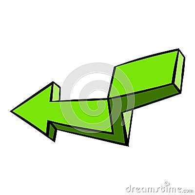 Green broken arrow icon, icon cartoon Vector Illustration