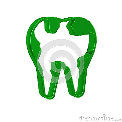 Green Broken tooth icon isolated on transparent background. Dental problem icon. Dental care symbol. Stock Photo