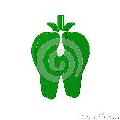 Green Broken tooth icon isolated on transparent background. Dental problem icon. Dental care symbol. Stock Photo