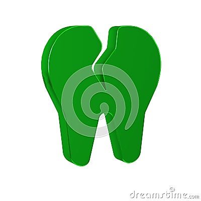 Green Broken tooth icon isolated on transparent background. Dental problem icon. Dental care symbol. Stock Photo