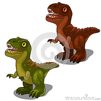 Green and brown dinosaur in cartoon style Vector Illustration
