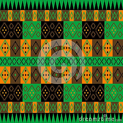 Green and brown ethnic carpet Vector Illustration