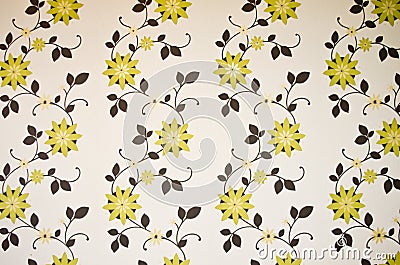 Green and brown floral wallpaper Stock Photo