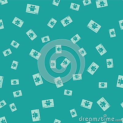 Green Browser incognito window icon isolated seamless pattern on green background. Vector Vector Illustration