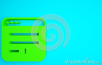 Green Browser window icon isolated on blue background. Minimalism concept. 3d illustration 3D render Cartoon Illustration